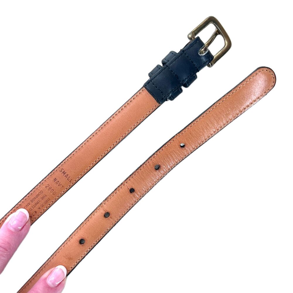 Vintage Coach Skinny Belt Blue/Gray Leather Womens S Double Keeper Made in USA - Picture 4 of 8